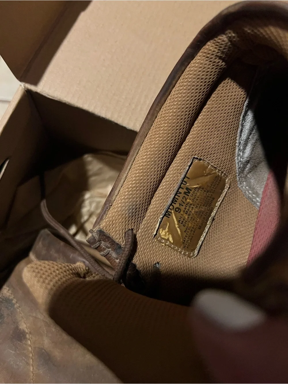 Twisted X Tan and Brown Work Shoe Interior